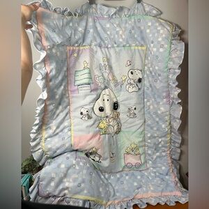 Vintage Lambs & Ivy My Little Snoopy Crib Comforter & Diaper Caddy